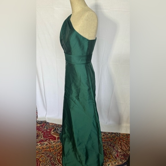 ALFRED SUNG One-Shoulder Green Dress with pockets - Picture 9 of 16
